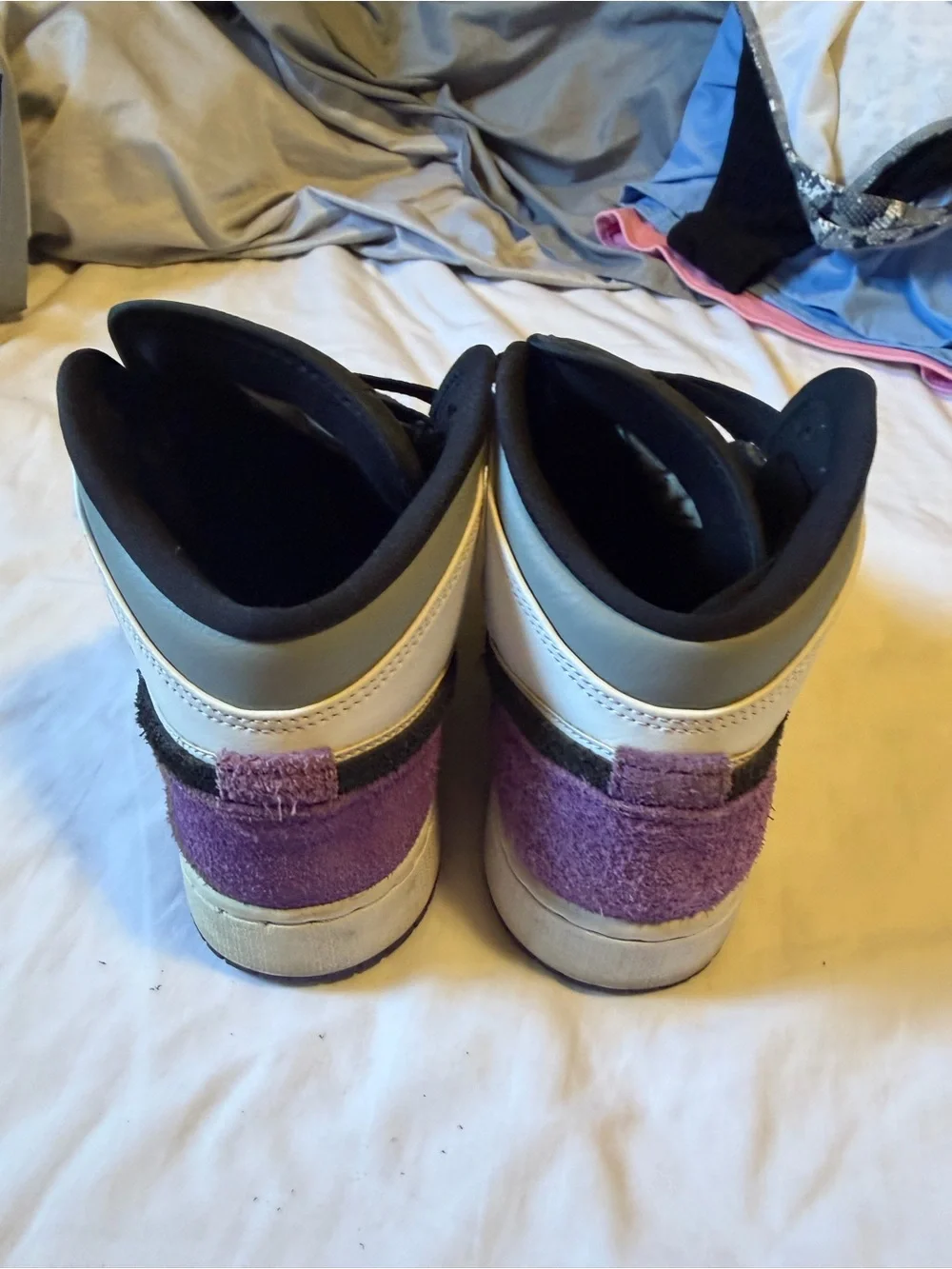 Nike Kids White, Black & Purple High-Top Sneakers - Youth